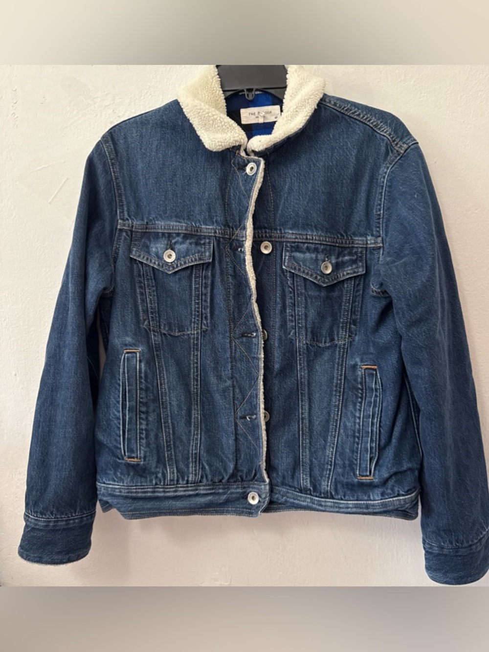 Rag & Bone Blue Denim jacket with Sherpa lining. Size SP Women’s #denimjacket